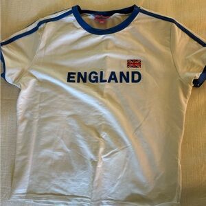 White and blue England graphic tee